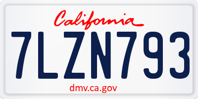 CA license plate 7LZN793