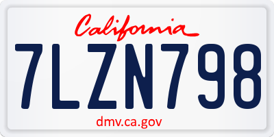 CA license plate 7LZN798