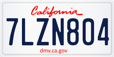 CA license plate 7LZN804