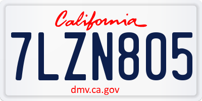CA license plate 7LZN805