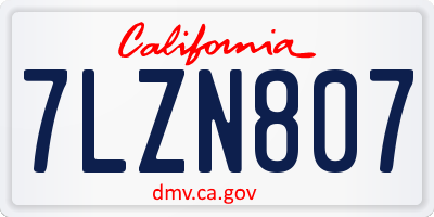 CA license plate 7LZN807