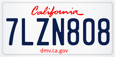 CA license plate 7LZN808