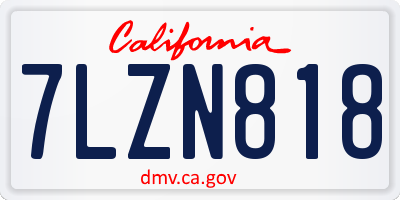 CA license plate 7LZN818