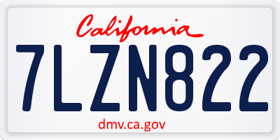CA license plate 7LZN822