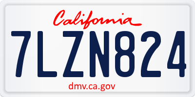CA license plate 7LZN824