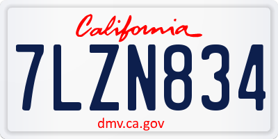 CA license plate 7LZN834