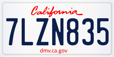 CA license plate 7LZN835