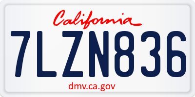 CA license plate 7LZN836