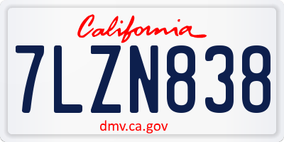 CA license plate 7LZN838