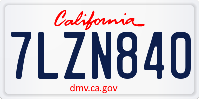CA license plate 7LZN840