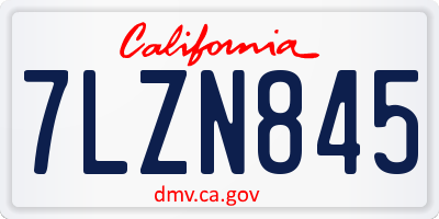 CA license plate 7LZN845