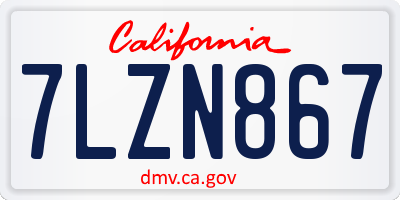 CA license plate 7LZN867