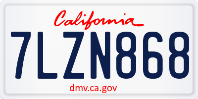 CA license plate 7LZN868