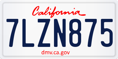 CA license plate 7LZN875