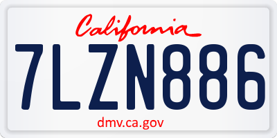 CA license plate 7LZN886