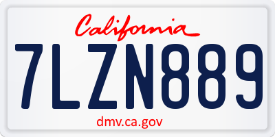 CA license plate 7LZN889