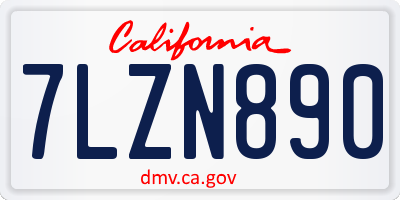 CA license plate 7LZN890