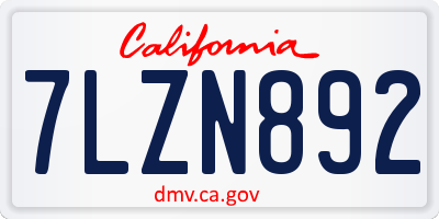 CA license plate 7LZN892
