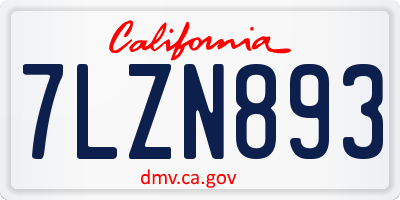 CA license plate 7LZN893