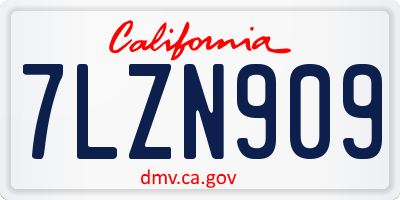 CA license plate 7LZN909