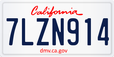 CA license plate 7LZN914