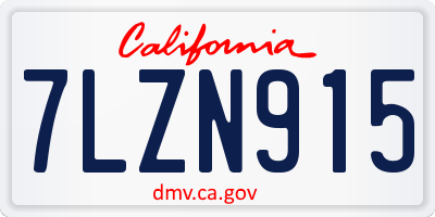 CA license plate 7LZN915