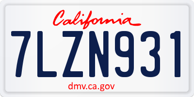 CA license plate 7LZN931