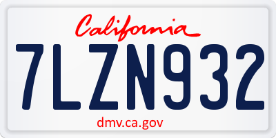 CA license plate 7LZN932