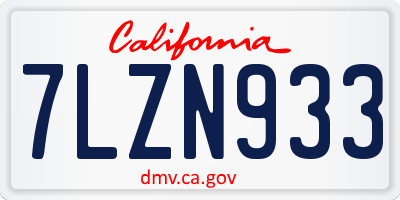 CA license plate 7LZN933