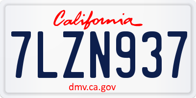 CA license plate 7LZN937