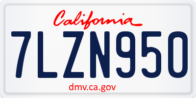 CA license plate 7LZN950