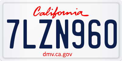 CA license plate 7LZN960