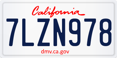 CA license plate 7LZN978