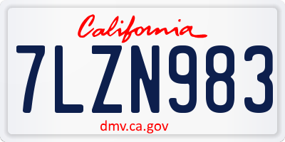 CA license plate 7LZN983