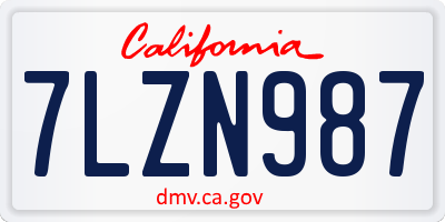 CA license plate 7LZN987