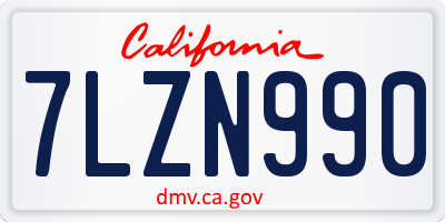 CA license plate 7LZN990