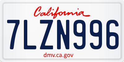 CA license plate 7LZN996