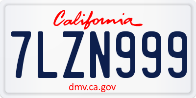 CA license plate 7LZN999