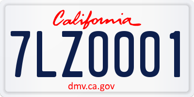 CA license plate 7LZO001