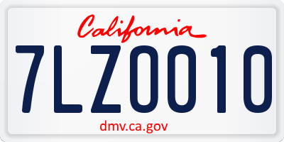 CA license plate 7LZO010