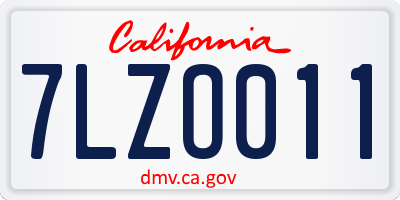 CA license plate 7LZO011
