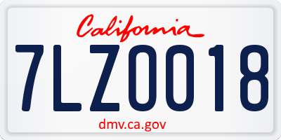 CA license plate 7LZO018