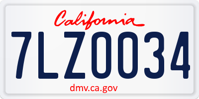 CA license plate 7LZO034