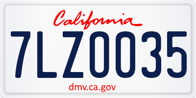 CA license plate 7LZO035