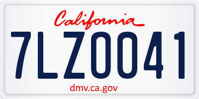 CA license plate 7LZO041