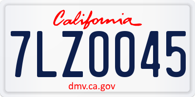CA license plate 7LZO045