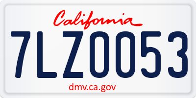 CA license plate 7LZO053