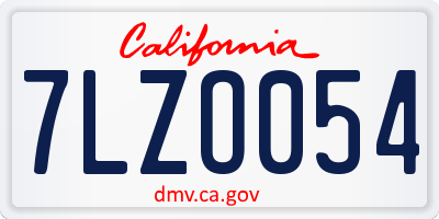 CA license plate 7LZO054