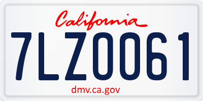 CA license plate 7LZO061