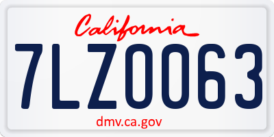 CA license plate 7LZO063